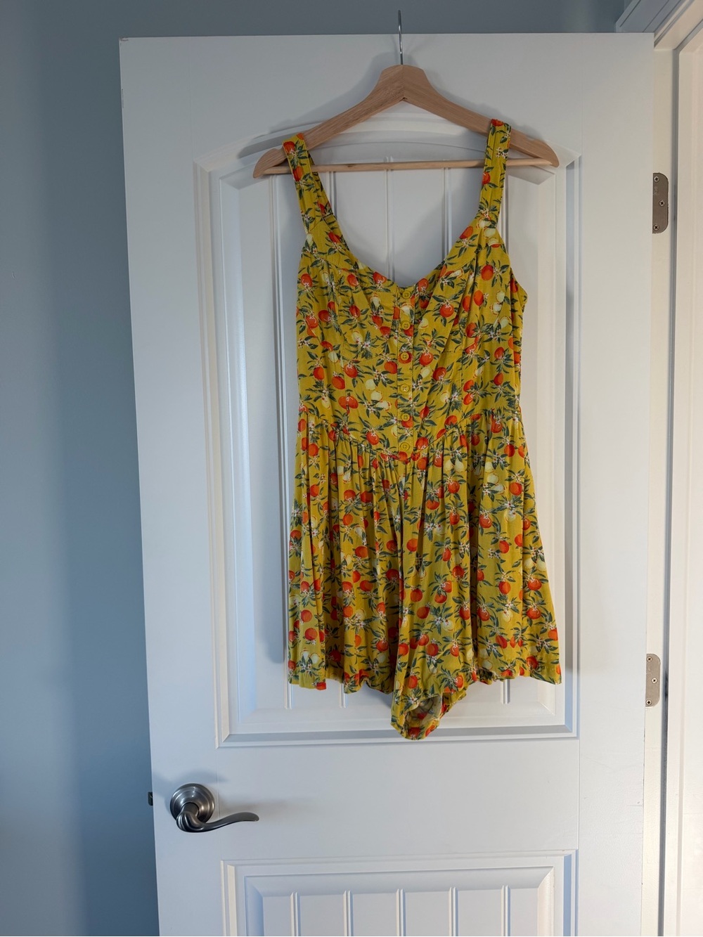 wild fable Yellow Floral Sundress Romper with Orange Accents